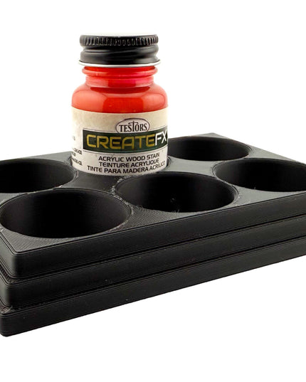 Jeff Did It! - Testors CreateFX 1oz Bottle Holder - Holds 6 CreateFX Bottles - Anti-Slip Rubber Feet - 3D Printed - Made in the USA