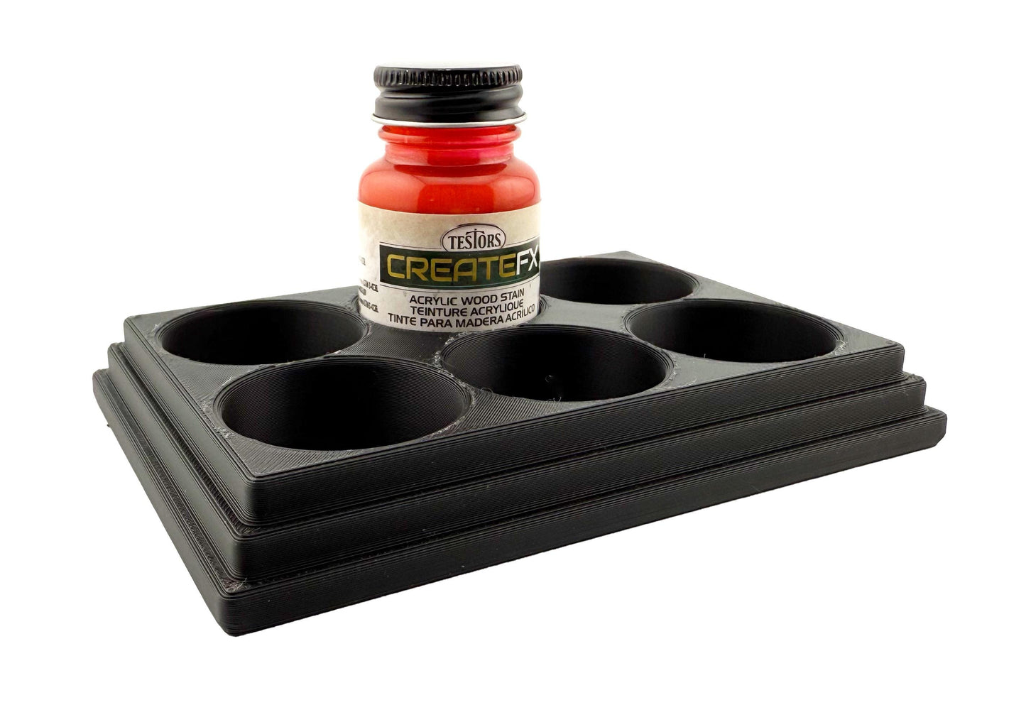 Jeff Did It! - Testors CreateFX 1oz Bottle Holder - Holds 6 CreateFX Bottles - Anti-Slip Rubber Feet - 3D Printed - Made in the USA