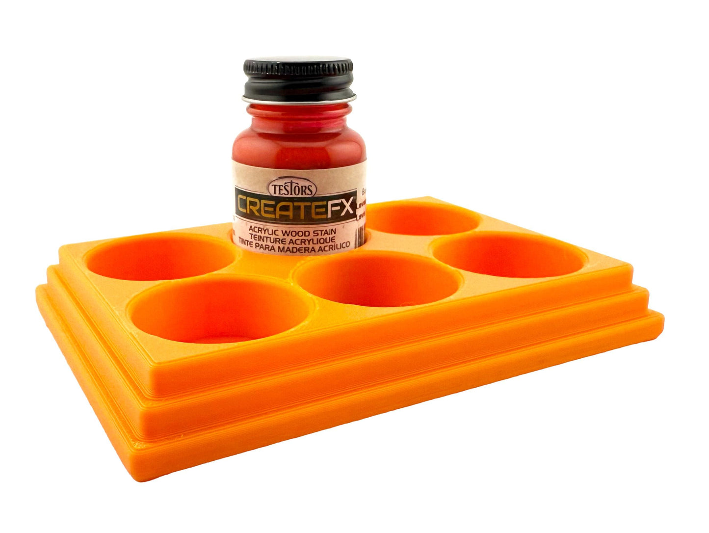 Jeff Did It! - Testors CreateFX 1oz Bottle Holder - Holds 6 CreateFX Bottles - Anti-Slip Rubber Feet - 3D Printed - Made in the USA