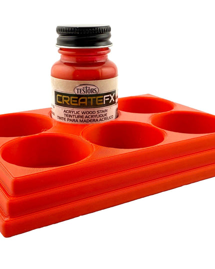 Jeff Did It! - Testors CreateFX 1oz Bottle Holder - Holds 6 CreateFX Bottles - Anti-Slip Rubber Feet - 3D Printed - Made in the USA