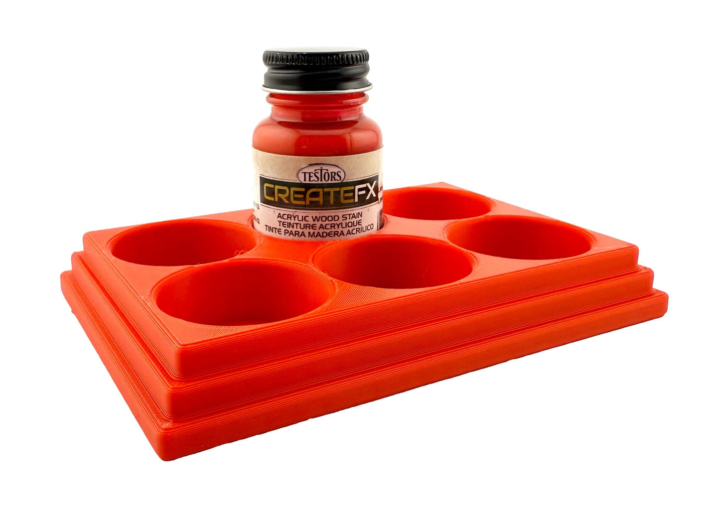 Jeff Did It! - Testors CreateFX 1oz Bottle Holder - Holds 6 CreateFX Bottles - Anti-Slip Rubber Feet - 3D Printed - Made in the USA