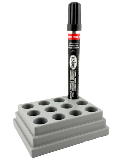 Jeff Did It! - Testors Paint Pen Marker Holder - Holds 12 Paint Pen Markers - Anti-Slip Rubber Feet - 3D Printed - Made in the USA
