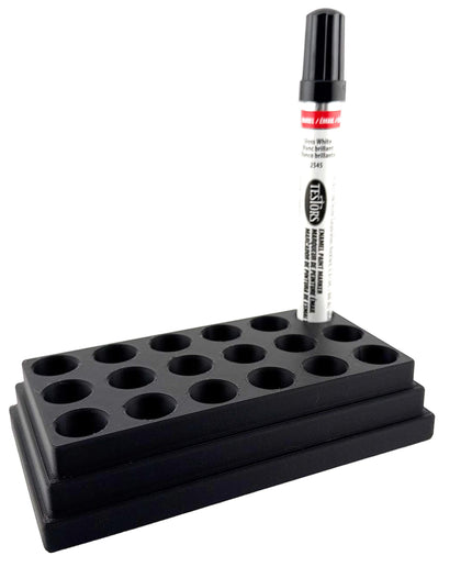 Jeff Did It! - Testors Paint Pen Marker Holder - Holds 18 Paint Pen Markers - Anti-Slip Rubber Feet - 3D Printed - Made in the USA