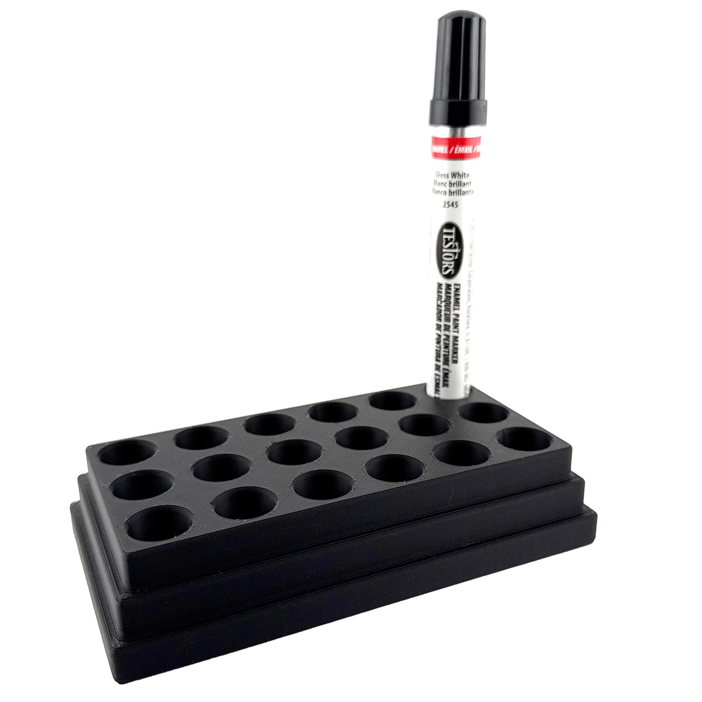 Jeff Did It! - Testors Paint Pen Marker Holder - Holds 18 Paint Pen Markers - Anti-Slip Rubber Feet - 3D Printed - Made in the USA