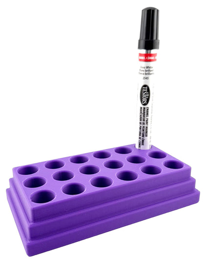 Jeff Did It! - Testors Paint Pen Marker Holder - Holds 18 Paint Pen Markers - Anti-Slip Rubber Feet - 3D Printed - Made in the USA