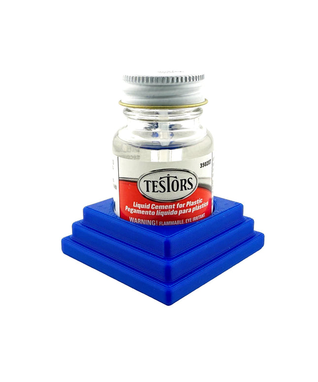 Jeff Did It! - Testors Cement 1oz Bottle Holder - Holds 1 Cement Bottle - Anti-Slip Rubber Feet - 3D Printed - Made in the USA