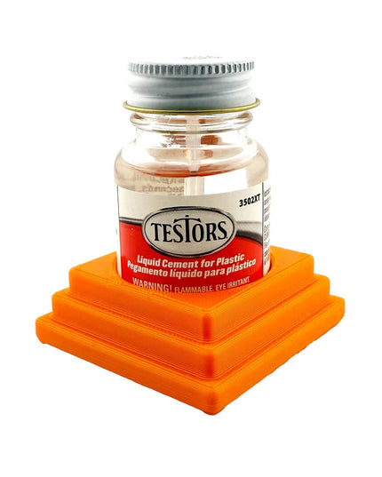 Jeff Did It! - Testors Cement 1oz Bottle Holder - Holds 1 Cement Bottle - Anti-Slip Rubber Feet - 3D Printed - Made in the USA
