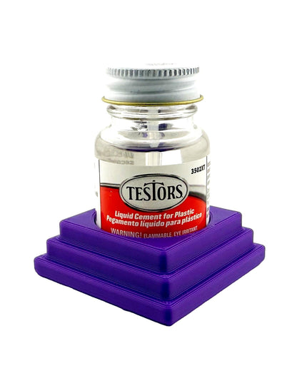 Jeff Did It! - Testors Cement 1oz Bottle Holder - Holds 1 Cement Bottle - Anti-Slip Rubber Feet - 3D Printed - Made in the USA