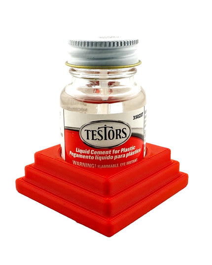 Jeff Did It! - Testors Cement 1oz Bottle Holder - Holds 1 Cement Bottle - Anti-Slip Rubber Feet - 3D Printed - Made in the USA