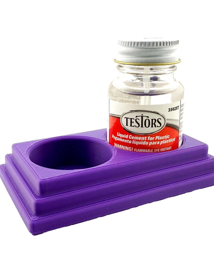 Jeff Did It! - Testors Cement 1oz Bottle Holder - Holds 2 Bottles - Anti-Slip Rubber Feet - 3D Printed - Made in the USA