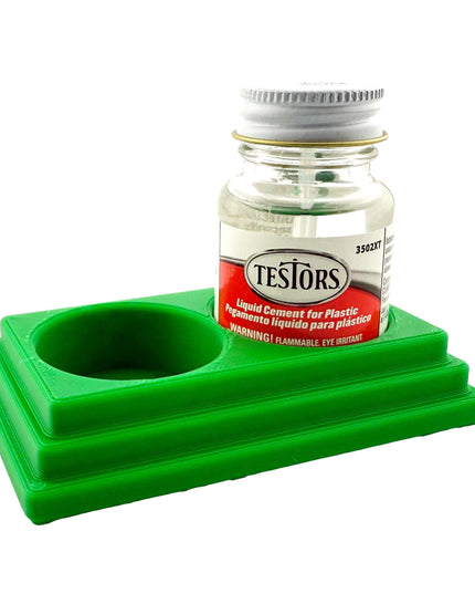 Jeff Did It! - Testors Cement 1oz Bottle Holder - Holds 2 Bottles - Anti-Slip Rubber Feet - 3D Printed - Made in the USA