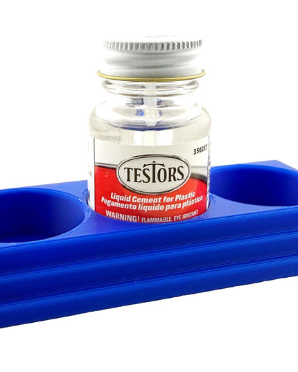 Jeff Did It! - Testors Cement 1oz Bottle Holder - Holds 3 Bottles - Anti-Slip Rubber Feet - 3D Printed - Made in the USA