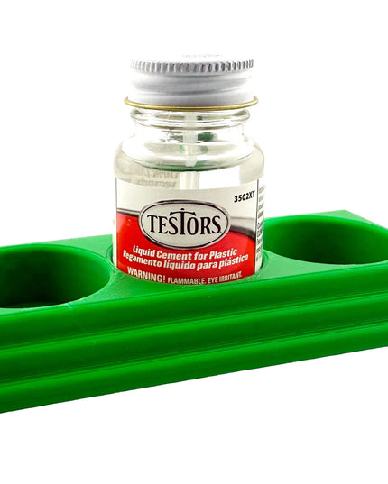Jeff Did It! - Testors Cement 1oz Bottle Holder - Holds 3 Bottles - Anti-Slip Rubber Feet - 3D Printed - Made in the USA