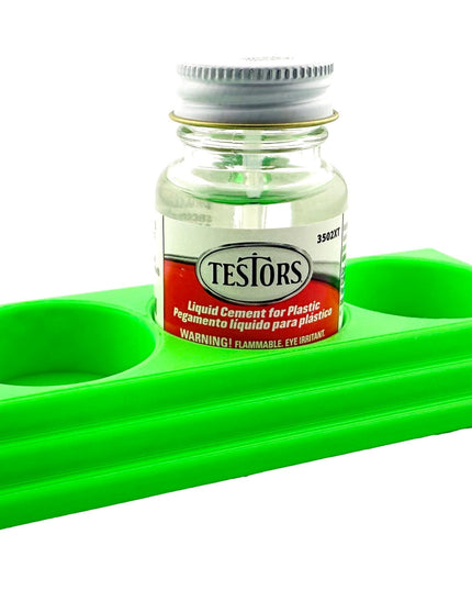 Jeff Did It! - Testors Cement 1oz Bottle Holder - Holds 3 Bottles - Anti-Slip Rubber Feet - 3D Printed - Made in the USA