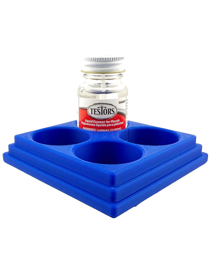 Jeff Did It! - Testors Cement 1oz Bottle Holder - Holds 4 Bottles - Anti-Slip Rubber Feet - 3D Printed - Made in the USA
