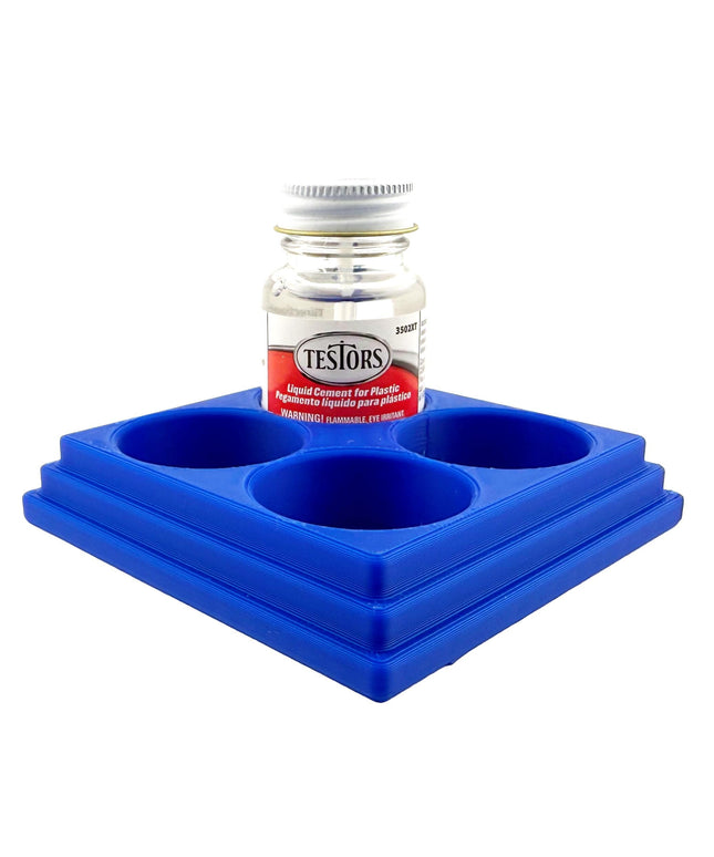 Jeff Did It! - Testors Cement 1oz Bottle Holder - Holds 4 Bottles - Anti-Slip Rubber Feet - 3D Printed - Made in the USA