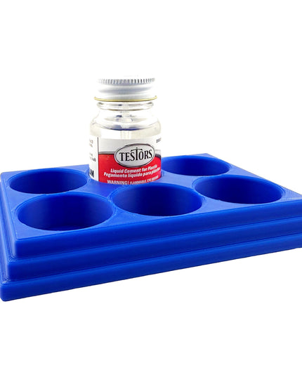 Jeff Did It! - Testors Cement 1oz Bottle Holder - Holds 6 Bottles - Anti-Slip Rubber Feet - 3D Printed - Made in the USA