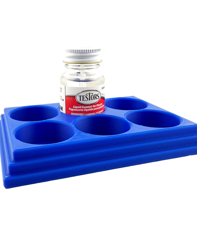Jeff Did It! - Testors Cement 1oz Bottle Holder - Holds 6 Bottles - Anti-Slip Rubber Feet - 3D Printed - Made in the USA