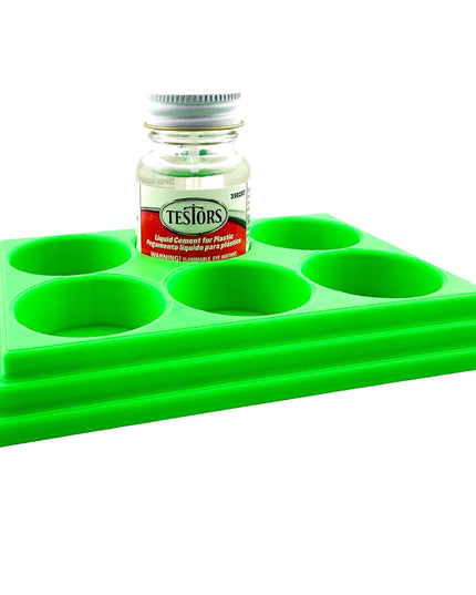 Jeff Did It! - Testors Cement 1oz Bottle Holder - Holds 6 Bottles - Anti-Slip Rubber Feet - 3D Printed - Made in the USA