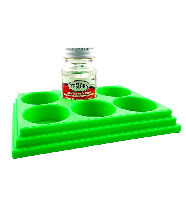 Jeff Did It! - Testors Cement 1oz Bottle Holder - Holds 6 Bottles - Anti-Slip Rubber Feet - 3D Printed - Made in the USA