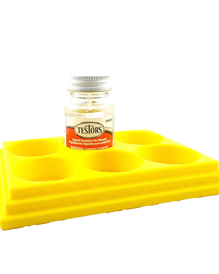 Jeff Did It! - Testors Cement 1oz Bottle Holder - Holds 6 Bottles - Anti-Slip Rubber Feet - 3D Printed - Made in the USA
