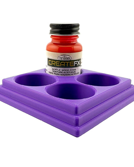 Jeff Did It! - Testors CreateFX 1oz Bottle Holder - Holds 4 CreateFX Bottles - Anti-Slip Rubber Feet - 3D Printed - Made in the USA