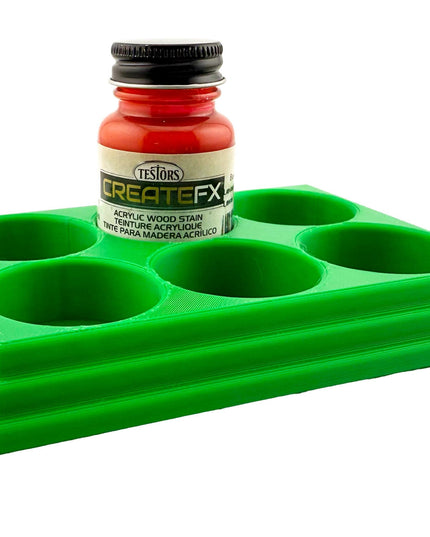Jeff Did It! - Testors CreateFX 1oz Bottle Holder - Holds 6 CreateFX Bottles - Anti-Slip Rubber Feet - 3D Printed - Made in the USA