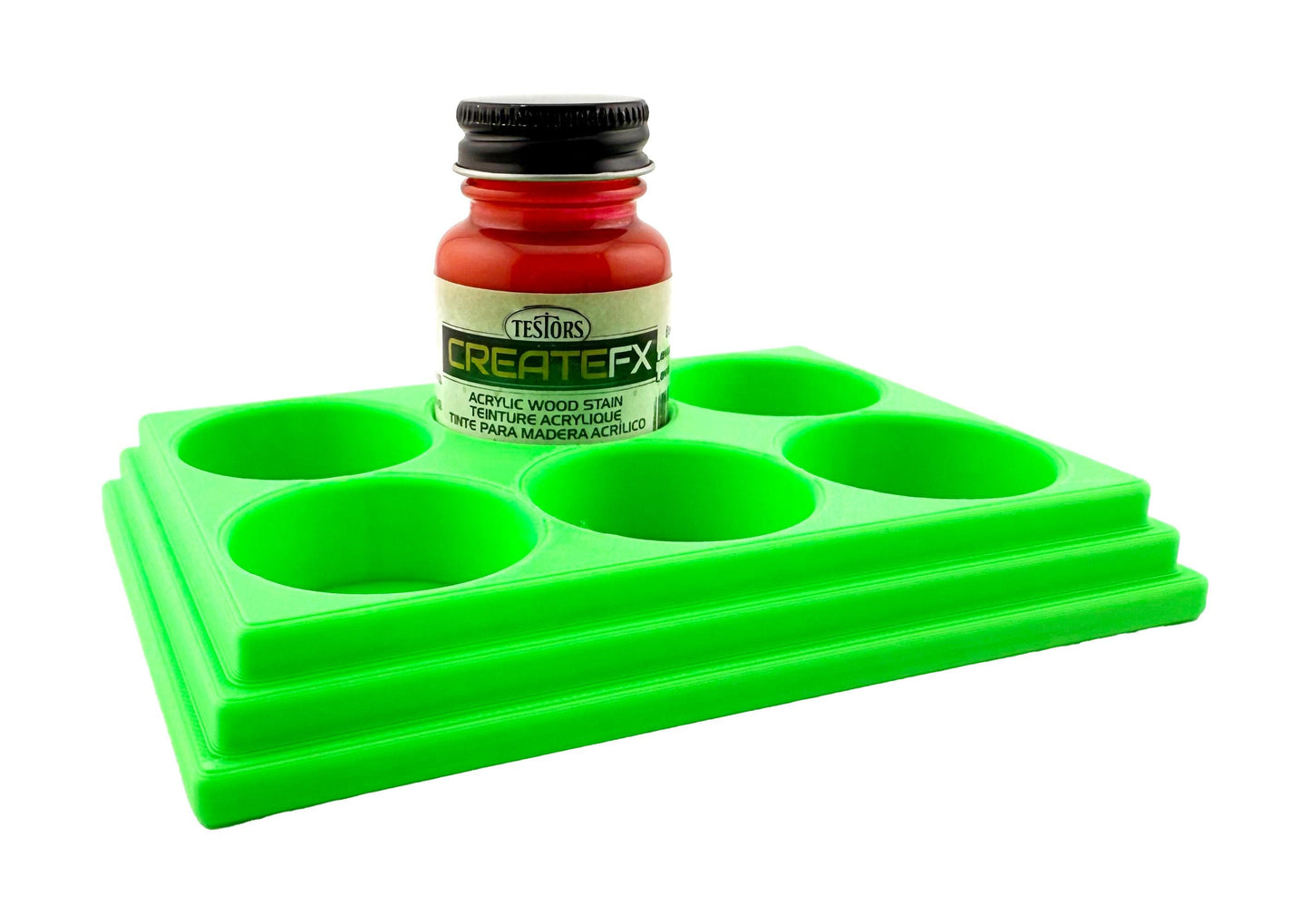 Jeff Did It! - Testors CreateFX 1oz Bottle Holder - Holds 6 CreateFX Bottles - Anti-Slip Rubber Feet - 3D Printed - Made in the USA