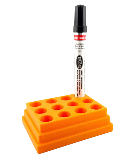 Jeff Did It! - Testors Paint Pen Marker Holder - Holds 12 Paint Pen Markers - Anti-Slip Rubber Feet - 3D Printed - Made in the USA