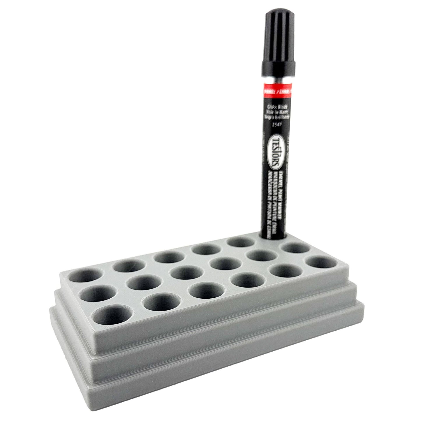 Jeff Did It! - Testors Paint Pen Marker Holder - Holds 18 Paint Pen Markers - Anti-Slip Rubber Feet - 3D Printed - Made in the USA