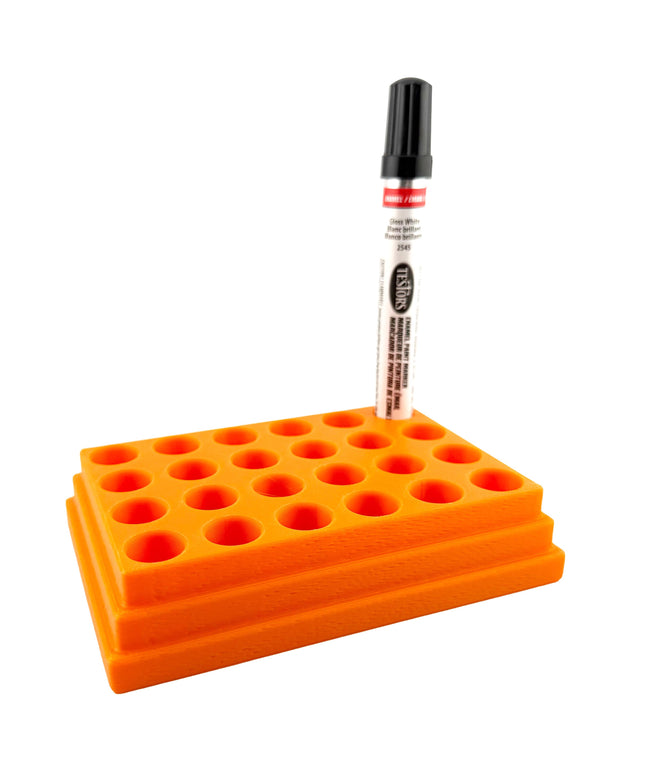 Jeff Did It! - Testors Paint Pen Marker Holder - Holds 24 Paint Pen Markers - Anti-Slip Rubber Feet - 3D Printed - Made in the USA