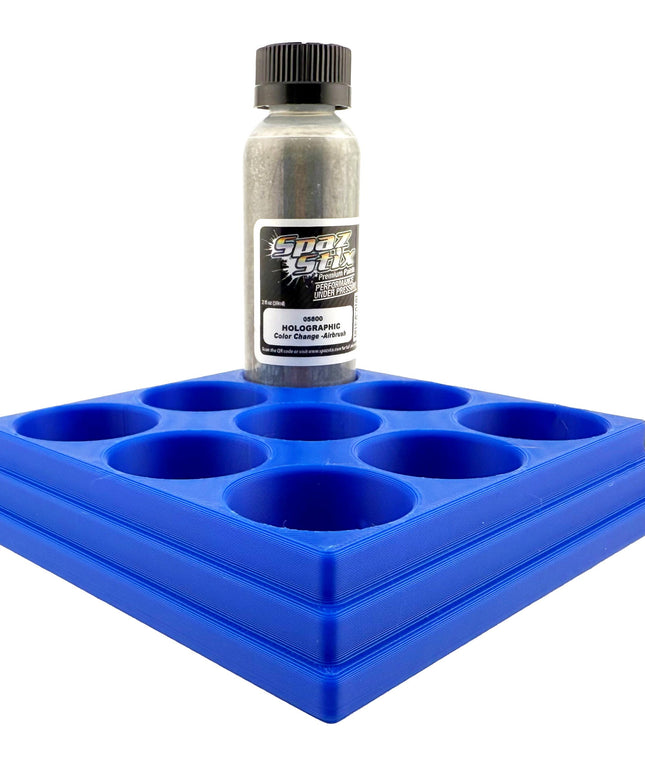 Jeff Did It! - Spaz Stix 2oz Airbrush Bottle Holders - Holds 9 Spaz Stix 2oz Airbrush Bottles  with Anti-Slip Rubber Feet - 3D Printed