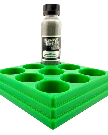 Jeff Did It! - Spaz Stix 2oz Airbrush Bottle Holders - Holds 9 Spaz Stix 2oz Airbrush Bottles  with Anti-Slip Rubber Feet - 3D Printed