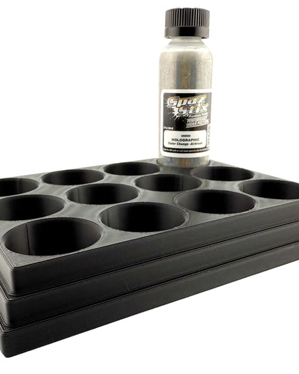 Jeff Did It! - Spaz Stix 2oz Airbrush Bottle Holders - Holds 12 Spaz Stix 2oz Airbrush Bottles  with Anti-Slip Rubber Feet - 3D Printed
