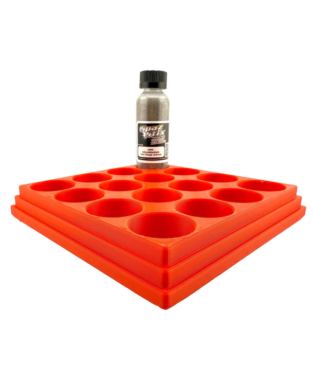 Jeff Did It! - Spaz Stix 2oz Airbrush Bottle Holders - Holds 16 Spaz Stix 2oz Airbrush Bottles  with Anti-Slip Rubber Feet - 3D Printed