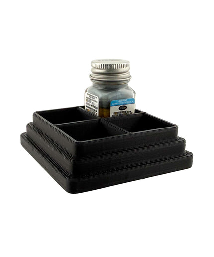 Jeff Did It! - Testors .25oz Paint Bottle Holder - Holds 4 Bottles - Anti-Slip Rubber Feet - 3D Printed - Made in the USA