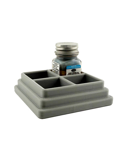 Jeff Did It! - Testors .25oz Paint Bottle Holder - Holds 4 Bottles - Anti-Slip Rubber Feet - 3D Printed - Made in the USA
