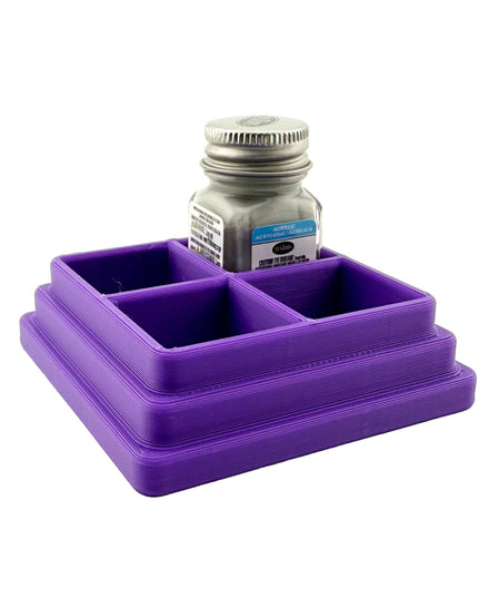 Jeff Did It! - Testors .25oz Paint Bottle Holder - Holds 4 Bottles - Anti-Slip Rubber Feet - 3D Printed - Made in the USA