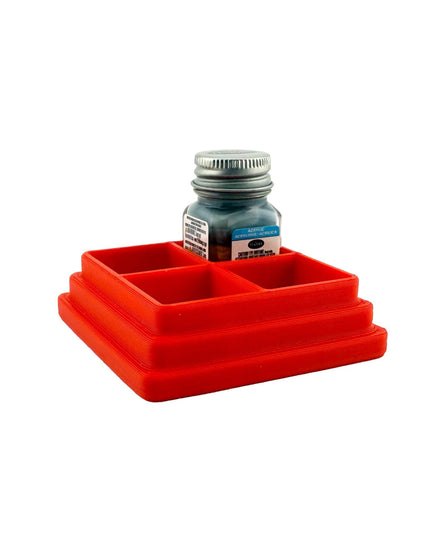 Jeff Did It! - Testors .25oz Paint Bottle Holder - Holds 4 Bottles - Anti-Slip Rubber Feet - 3D Printed - Made in the USA