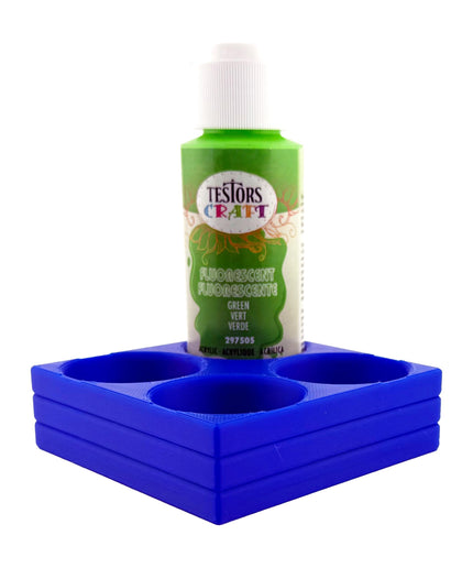 Jeff Did It! - Testors 2oz Bottle Holder - Holds 4 Bottles w/Anti-Slip Rubber Feet Holds Testors Craft 2oz Bottles 2oz , etc - 3D Printed