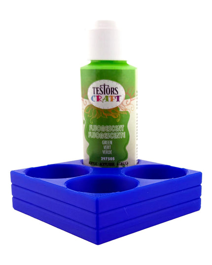 Jeff Did It! - Testors 2oz Bottle Holder - Holds 4 Bottles w/Anti-Slip Rubber Feet Holds Testors Craft 2oz Bottles 2oz , etc - 3D Printed