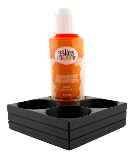 Jeff Did It! - Testors 2oz Bottle Holder - Holds 4 Bottles w/Anti-Slip Rubber Feet Holds Testors Craft 2oz Bottles 2oz , etc - 3D Printed