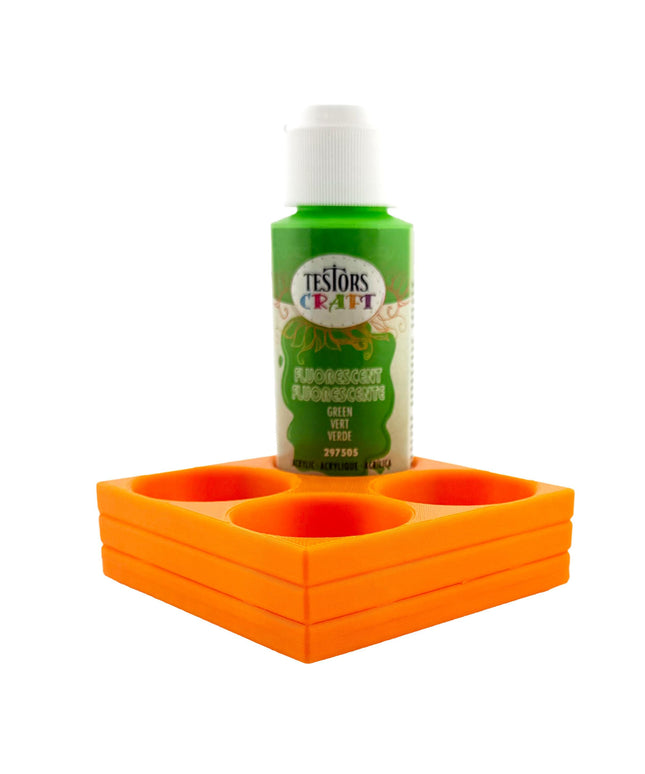 Jeff Did It! - Testors 2oz Bottle Holder - Holds 4 Bottles w/Anti-Slip Rubber Feet Holds Testors Craft 2oz Bottles 2oz , etc - 3D Printed