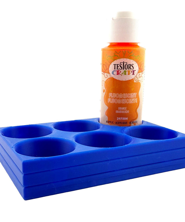 Jeff Did It! - Testors 2oz Bottle Holder - Holds 6 Bottles w/Anti-Slip Rubber Feet  Holds Testors Craft 2oz Bottles 2oz , etc - 3D Printed