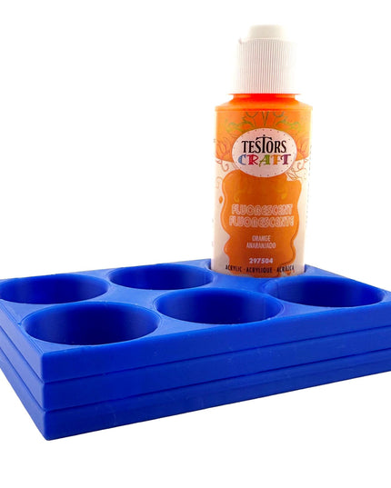 Jeff Did It! - Testors 2oz Bottle Holder - Holds 6 Bottles w/Anti-Slip Rubber Feet  Holds Testors Craft 2oz Bottles 2oz , etc - 3D Printed