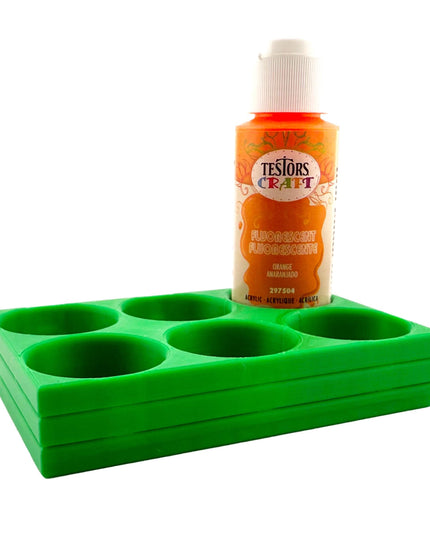 Jeff Did It! - Testors 2oz Bottle Holder - Holds 6 Bottles w/Anti-Slip Rubber Feet  Holds Testors Craft 2oz Bottles 2oz , etc - 3D Printed