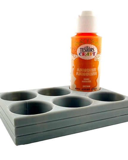 Jeff Did It! - Testors 2oz Bottle Holder - Holds 6 Bottles w/Anti-Slip Rubber Feet  Holds Testors Craft 2oz Bottles 2oz , etc - 3D Printed