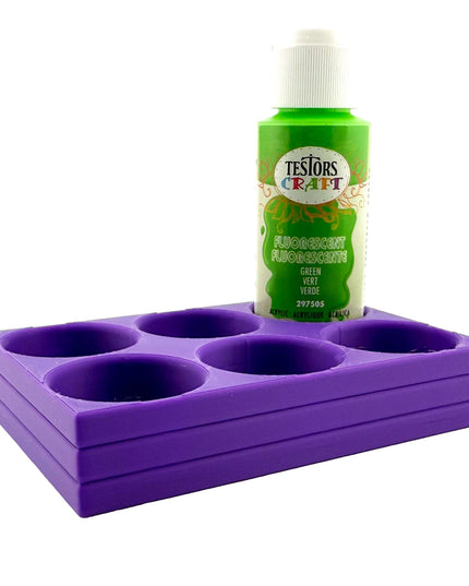 Jeff Did It! - Testors 2oz Bottle Holder - Holds 6 Bottles w/Anti-Slip Rubber Feet  Holds Testors Craft 2oz Bottles 2oz , etc - 3D Printed