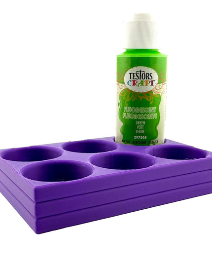 Jeff Did It! - Testors 2oz Bottle Holder - Holds 6 Bottles w/Anti-Slip Rubber Feet  Holds Testors Craft 2oz Bottles 2oz , etc - 3D Printed