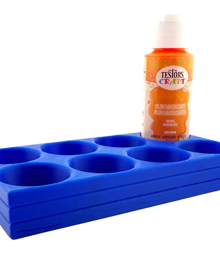 Jeff Did It! - Testors 2oz Bottle Holder - Holds 8 Bottles w/Anti-Slip Rubber Feet  Holds Testors Craft 2oz Bottles 2oz , etc - 3D Printed